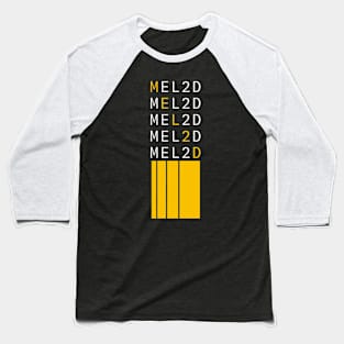 Mel2D T-shirt with golden stripes, golden and white letters Baseball T-Shirt